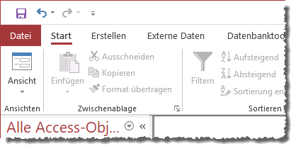 Die Schnellzugriffsleiste mit den Standardelementen