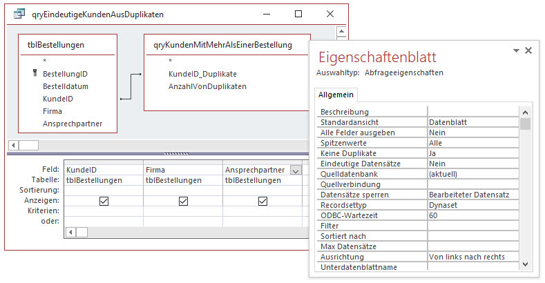 Eindeutige Kunden aus den Duplikaten finden