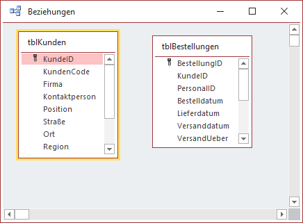 Tabellen, noch ohne Beziehung