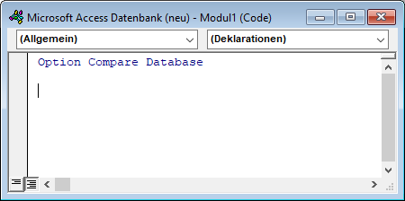 Ein neu angelegtes VBA-Modul mit einer Anweisung