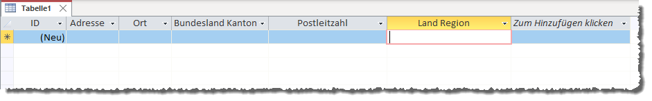 Mehrere neue Felder per Mausklick