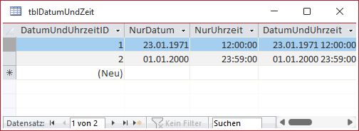 Anzeige von Datums- und Uhrzeitangaben