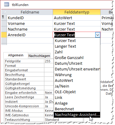 Starten des Nachschlage-Assistenten