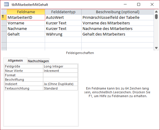 Diese Tabelle soll in zwei per 1:1-Beziehung verknüpfte Tabellen aufgeteilt werden.