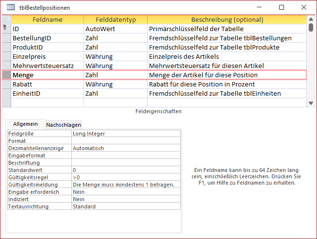 Festlegen von Gültigkeitsregel und -meldung