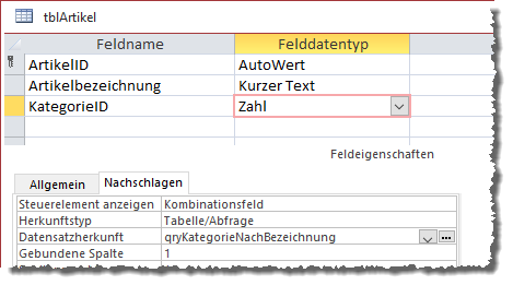 Gespeicherte Abfrage als Datensatzherkunft