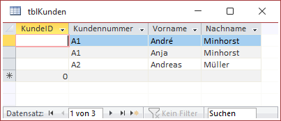 Das neue, als Primärschlüsselfeld gedachte Feld ist leer