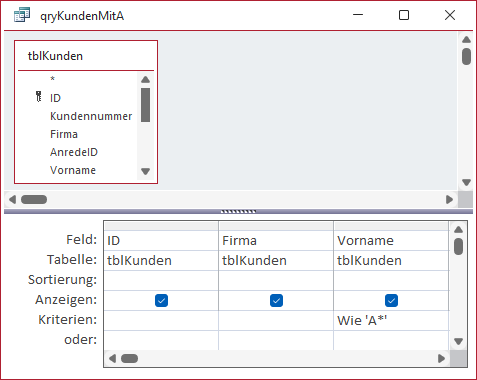 Kunden, deren Vorname mit A beginnt