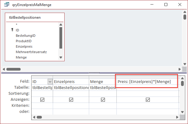 Beispiel für ein berechnetes Feld