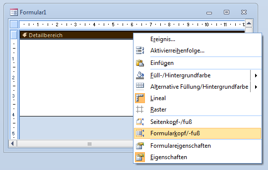 Einblenden von Formularkopf und -fuß