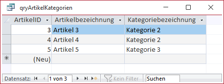 Ergebnis einer Inner Join-Abfrage