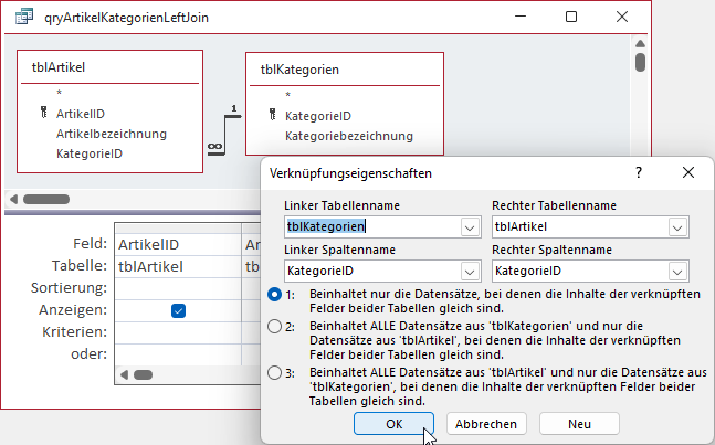 Anzeigen der Verknüpfungseigenschaften