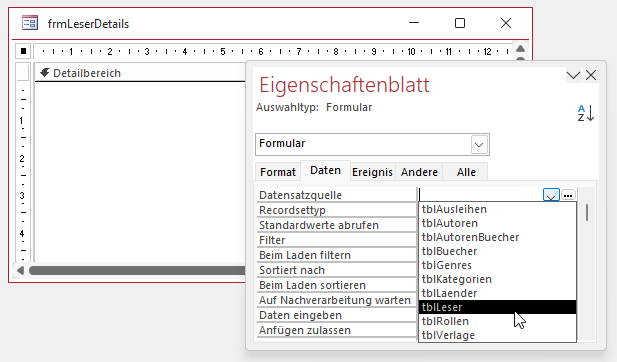 Zuweisen der Datensatzquelle