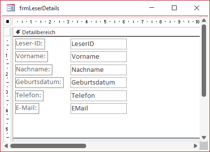 Formular-Entwurf unseres Beispielformulars