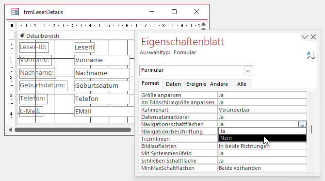 Deaktivieren der Navigationsschaltflächen