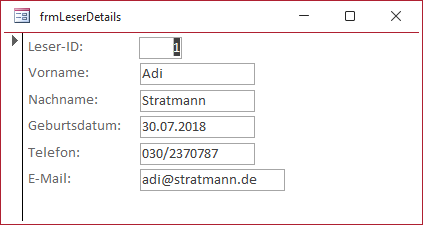 Formular ohne Navigationsschaltflächen