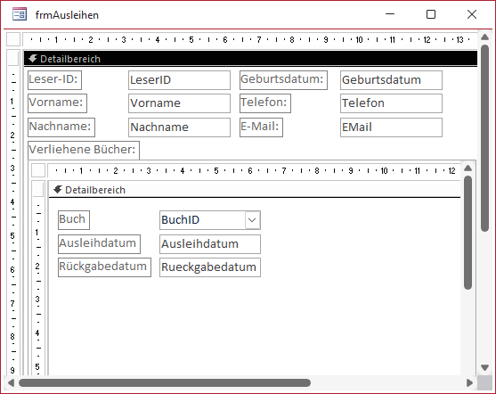 Formular-Entwurf unseres Beispielformulars