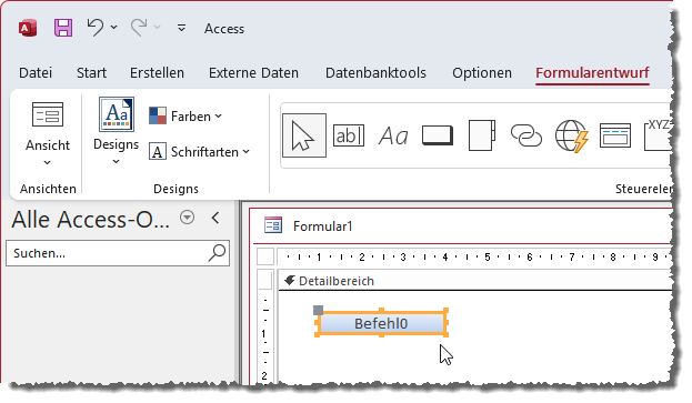 Hinzufügen einer Schaltfläche zur Entwurfsansicht