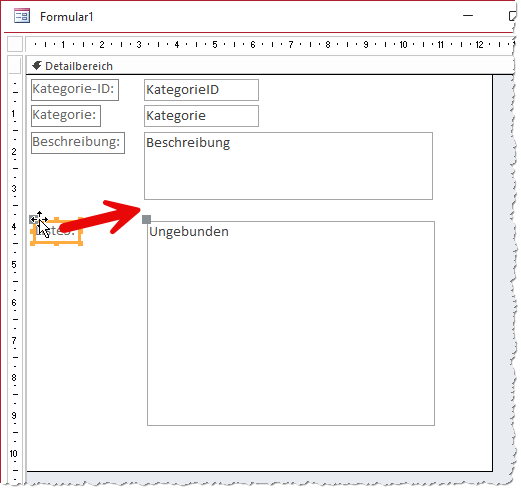 Verschieben des Bezeichnungsfeldes