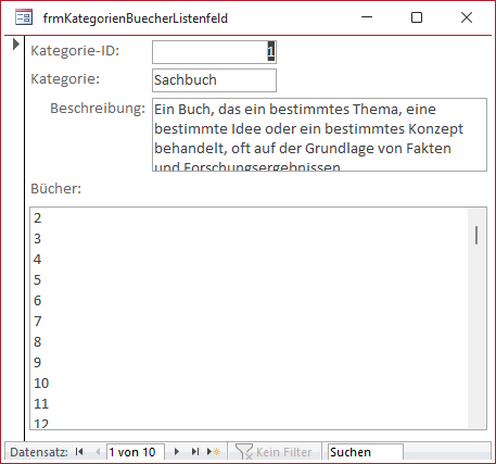 Das Formular in der Formularansicht