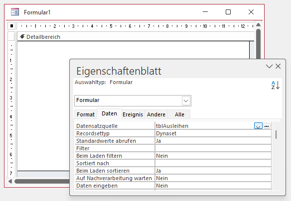 Hinzufügen der Datensatzquelle