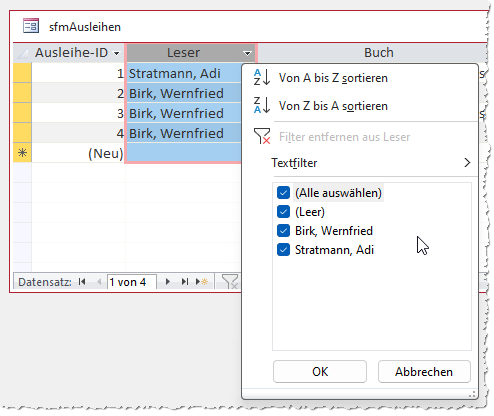 Filtermöglichkeit für die Leser