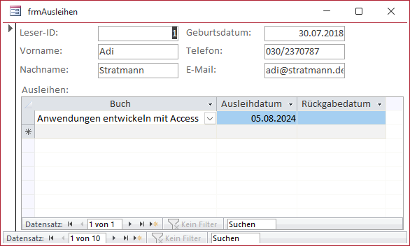 Unterformular mit automatischer Größenanpassung
