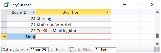 Ein weiteres Merkmal einer aktualisierbaren Abfrage