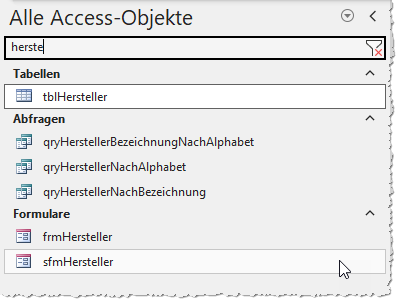 Filtern nach dem Namen von Elementen