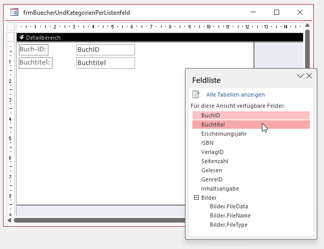 Erstellen des Formulars zur Anzeigen von Büchern
