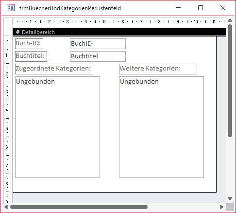 Hinzufügen der Listenfelder