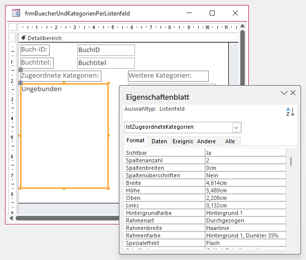 Einstellen der Listenfeldeigenschaften
