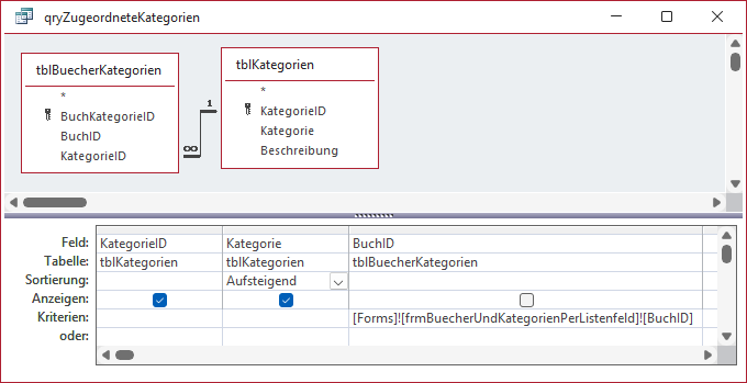 Abfrage zum Ermitteln der zugeordneten Bücher