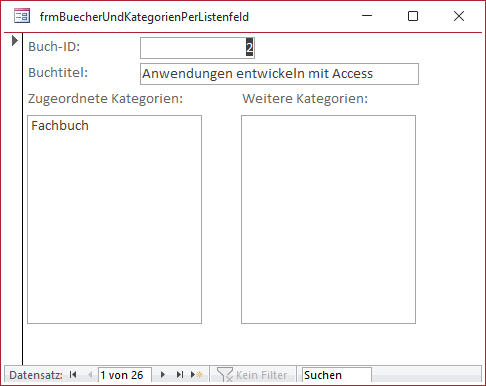 Die zugeordnete Kategorie wird korrekt angezeigt.