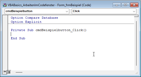 Die automatisch angelegte Ereignisprozedur