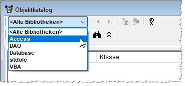 Auswahl einer Bibliothek im Objektkatalog