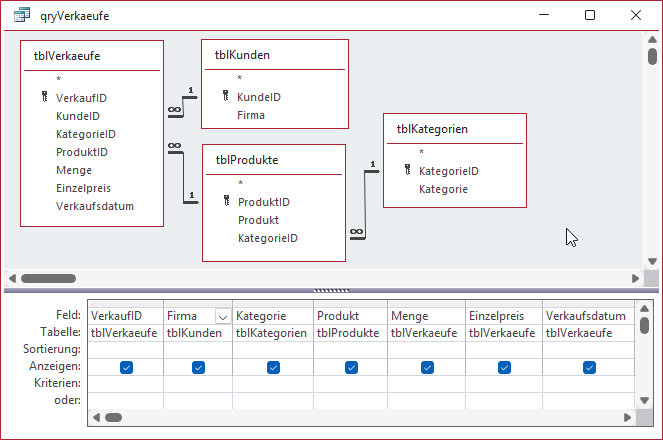 Abfrage als Datensatzquelle für den Bericht