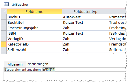 Eigentliche Werte eines Nachschlagefeldes sichtbar machen