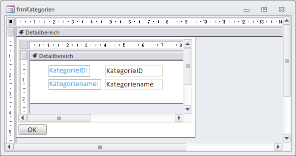 Haupt- und Unterfomular in vereinigter Form