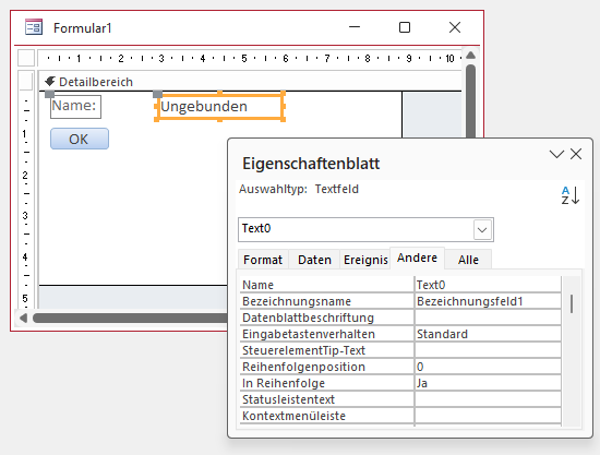 Typischer automatisch hinzugefügter Steuerelementname