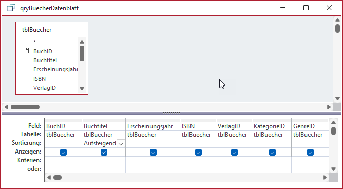 Abfrage für das Unterformular in der Datenblattansicht