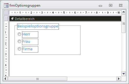 Hinzufügen weiterer Optionsfelder