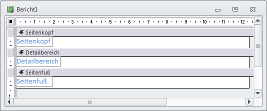 Standardmäßig angezeigte Berichtsbereiche