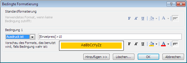 Bedingte Formatierung - Startseite