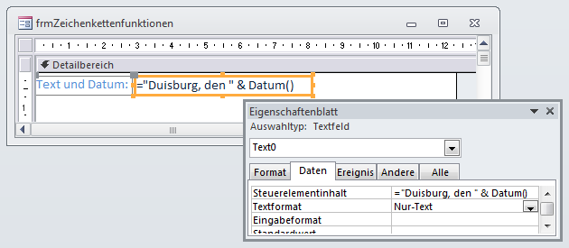 Zusammensetzen eines Literals und einer VBA-Funktion