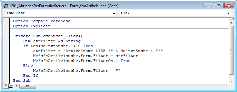 Diese Prozedur führt den Suchvorgang durch.