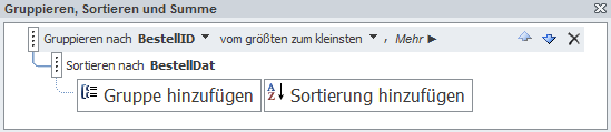 Der im Entwurf des Berichts unten eingeblendete Gruppen-Dialog
